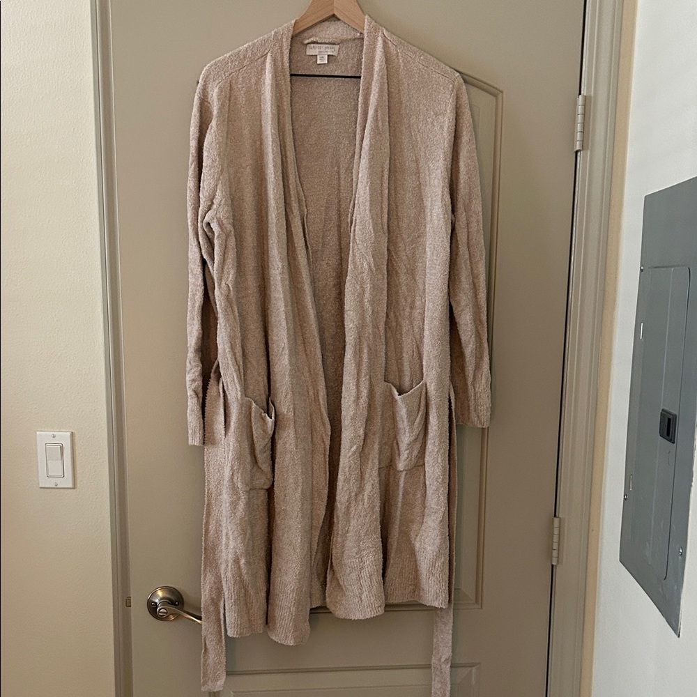 Barefoot Dreams Tan Open Front Long Cardigan